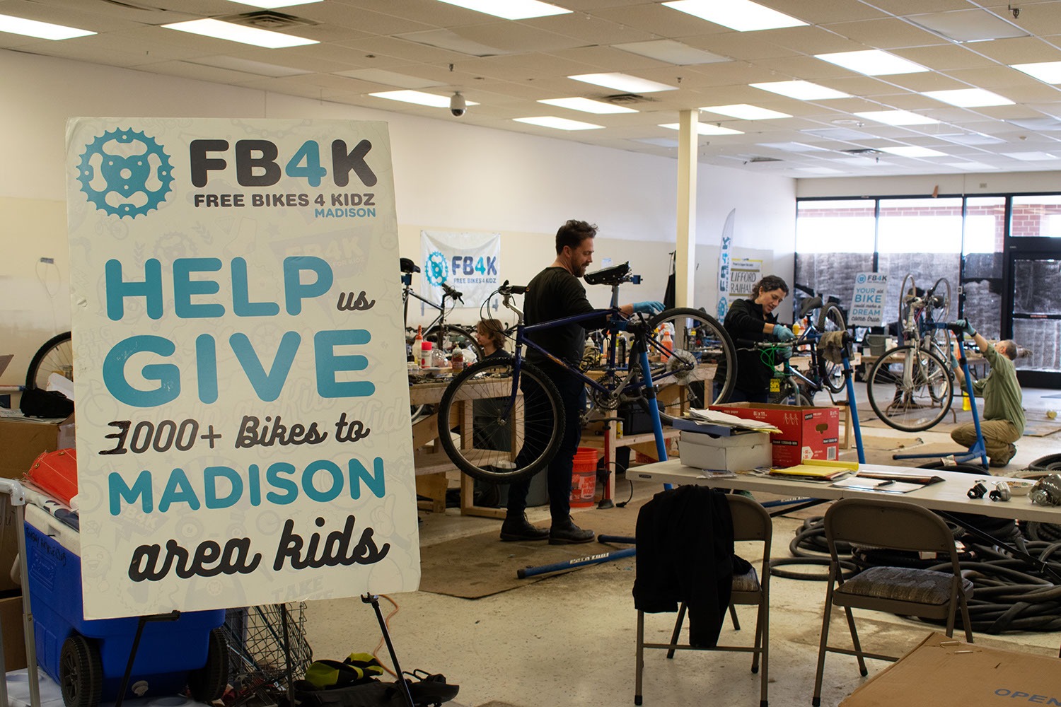 Planet Bike Volunteers at Free Bikes 4 Kidz Madison Planet Bike